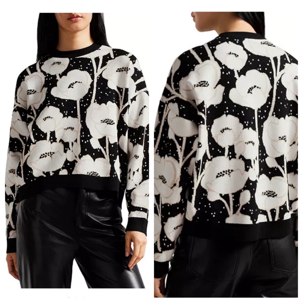 Ted Baker Pipha Cropped Jacquard Sweater - Picture 2 of 10
